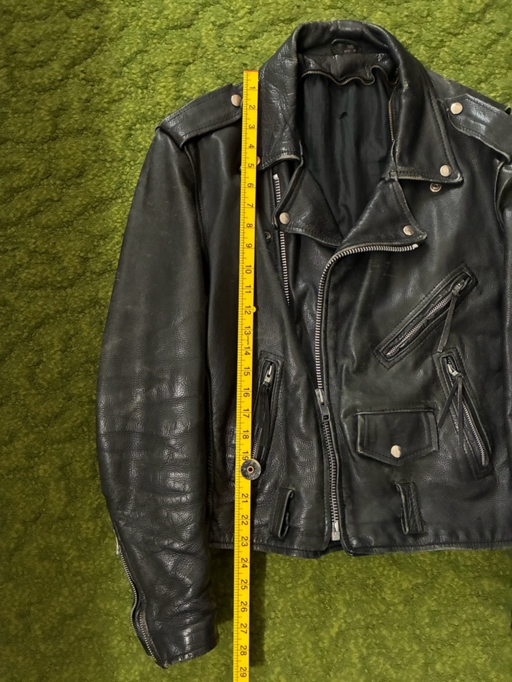 Vintage 1960s Black Leather Biker Jacket - Picture 7 of 16